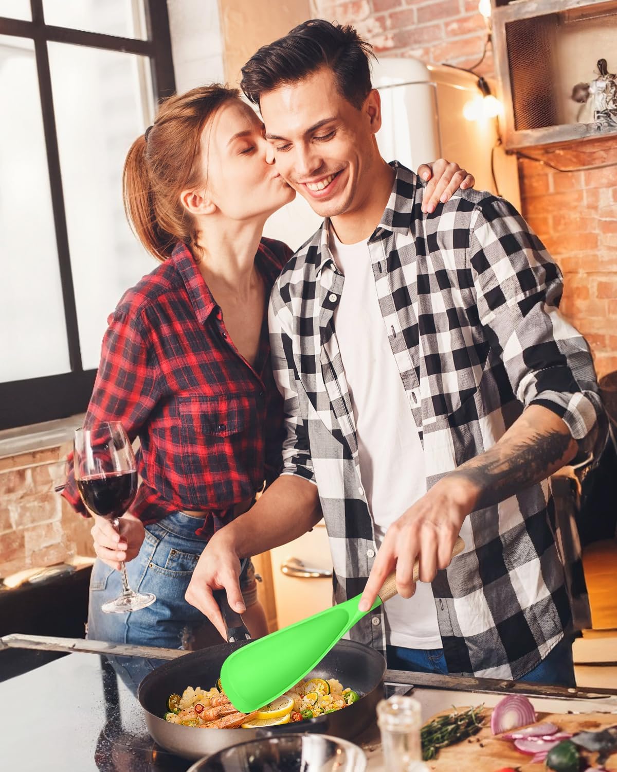 Cooking Spoon for Nonstick Cookwares, Great for Cooking and Serving Sturdy BPA-Free Matte Silicone, Wood Handle Spoon for Mixing, Scoop, and Scrape (AGR, 11.4 inch)