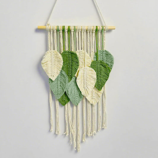 Macrame Wall Hanging Boho Wall Tapestry Handmade Woven Leaf Wall Decor Crochet Wall Art for Home Office Apartment(15.8" W x 31.5" L)