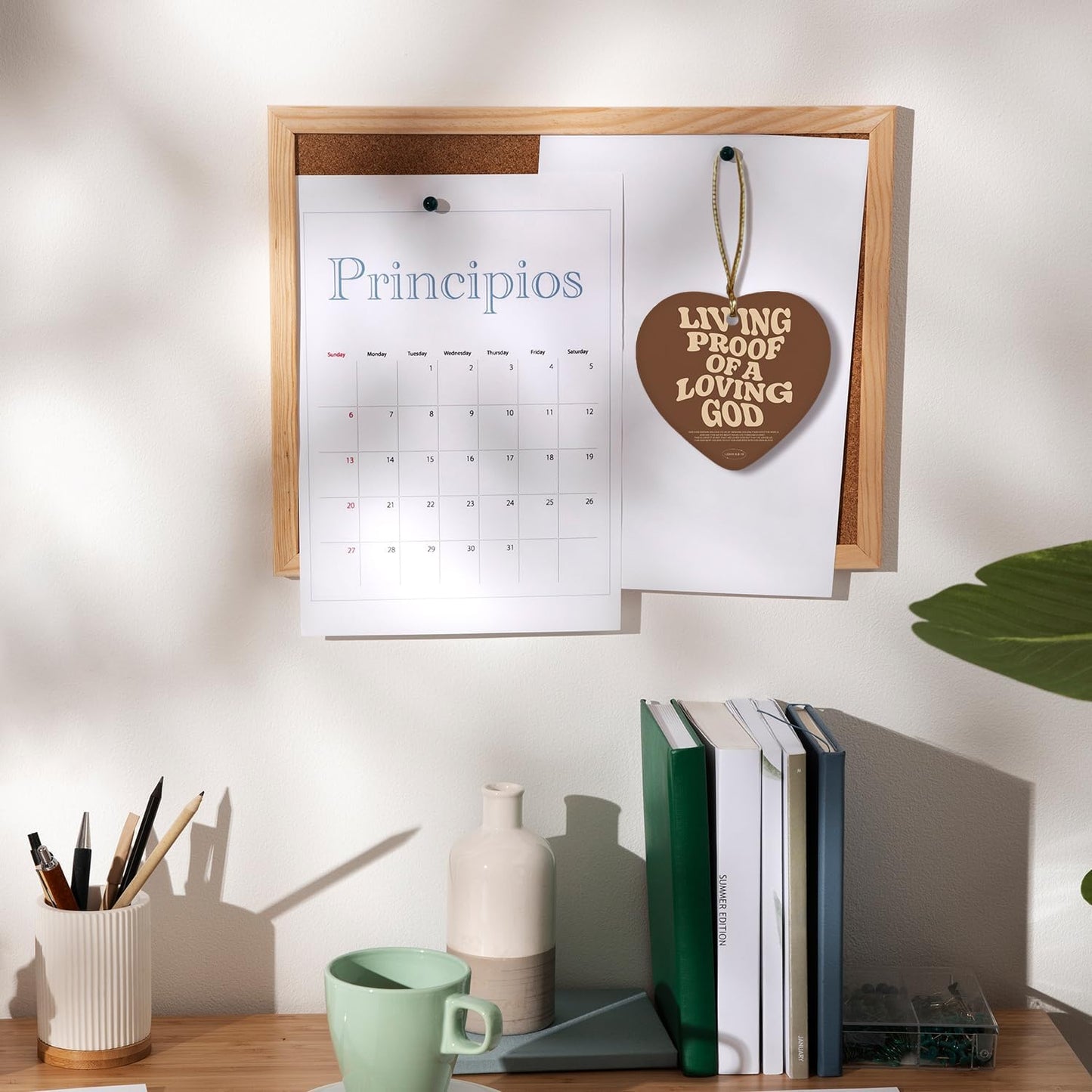 Christian Ornaments, Living Proof of a Loving God Scripture Religious Ceramic Ornament Heart Keepsake Decorations, Christian Gifts for Women Teen Girls