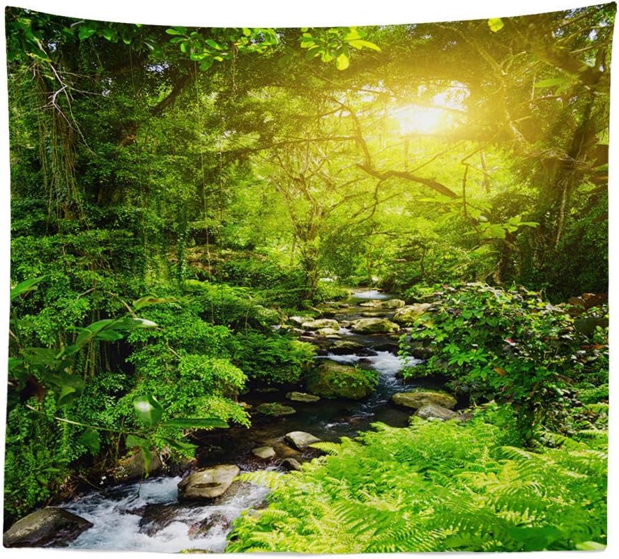 Llamazing Forest Creek Landscape Tapestry - Home Decor for Living Room and Bedroom - Magic Curtain (90.5''L70.8''W)