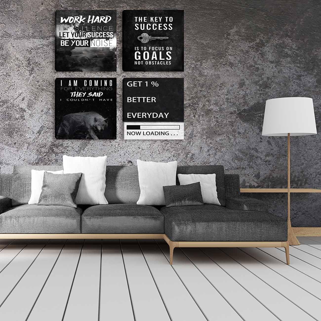 Inspirational Canvas Wall Art, Quotes Motivational Wall Decor Print Pictures for Office Wall Decor, Poster Framed Artwork for Women Men Home Bedroom Living Room Decor Decoration 16”X16”X4