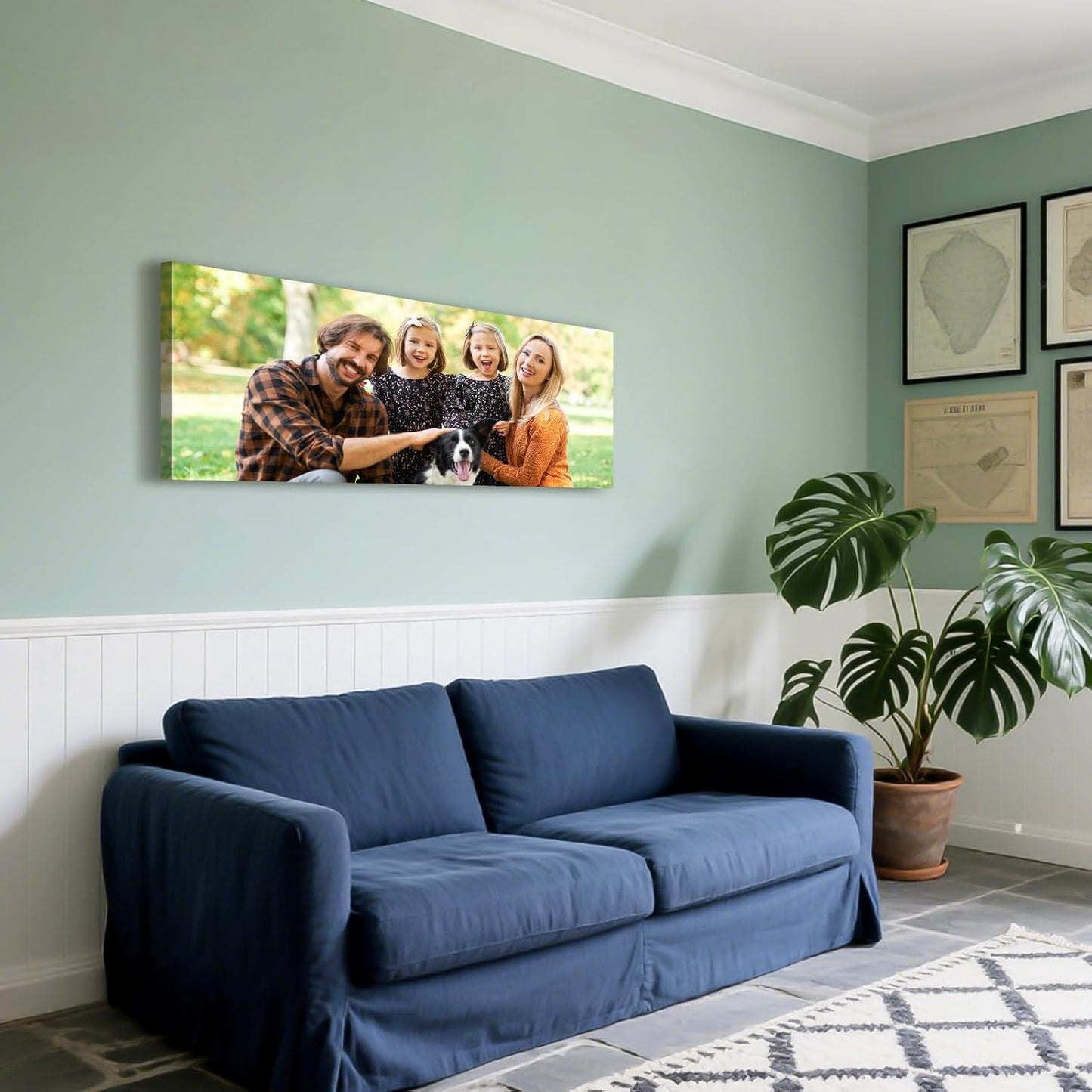 Custom Canvas Prints with Your Photos - Personalized Pictures Print, Customized Photo Gifts, Wall Art Poster Canvas Printing for Wedding, Family, Baby, Pets, Home Office Decor, Wrapped Frame 36x16