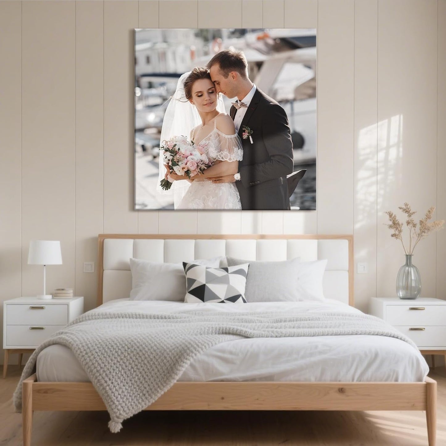 Personalized Custom Canvas Prints with Your Photos & Text, Customized Picture Print, Transform Own Images Into Framed Wall Art Digitally Printed Photo to Canvas, Keepsakes Gifts for Family 24x24’’
