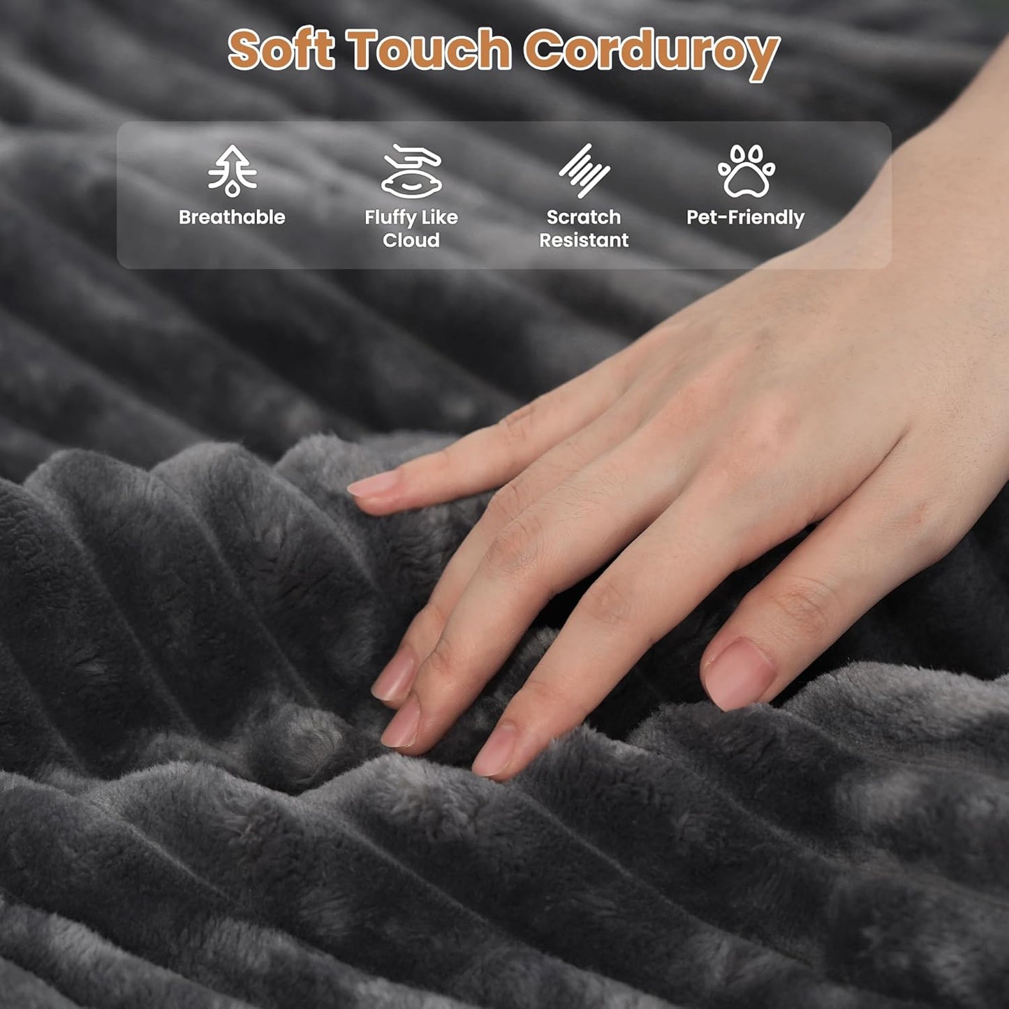 ovios Sectional Sofa Couch with U-Shape Chaise Oversized, Comfy Modular Cloud Couches with Deep Seat, Modern Upholstered Plush Corduroy Sofas Set for Living Room, 8-Seater, Grey