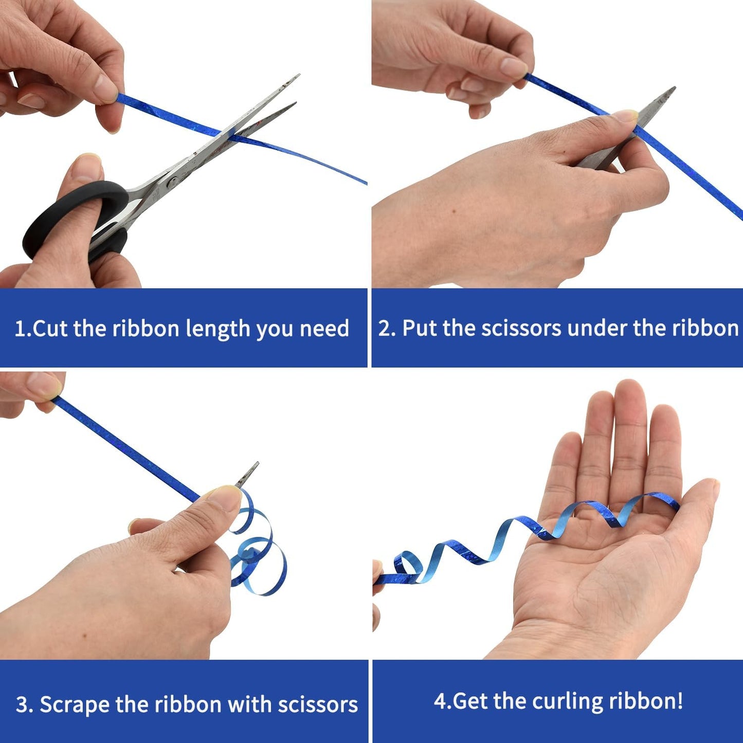 BEISHIDA 500 Yards Blue Crimped Curling Ribbon Balloon String, Shiny Metallic Ribbon Roll for Gift Wrapping for Birthday Party Festival Art Craft Decor Florist Flowers Decoration