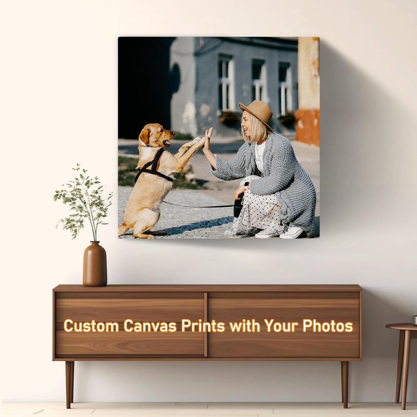 xzartdiy Custom Canvas Prints with Your Photos - Personalized Picture Print Customized Gifts for Family Home Office Wall Art Decor, Wrapped Canvas 32x32inch