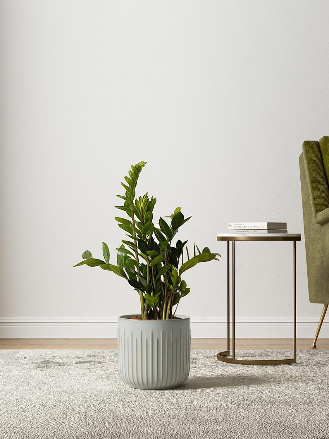 LE TAUCI Fluted Ceramic Planters Set of 3 – 8.3/7 / 5.7 in Star White Reactive Cylinder Indoor Plant Pots with Drainage Plug & Mesh, Glossy Stoneware Flower Pots for Succulents Herbs