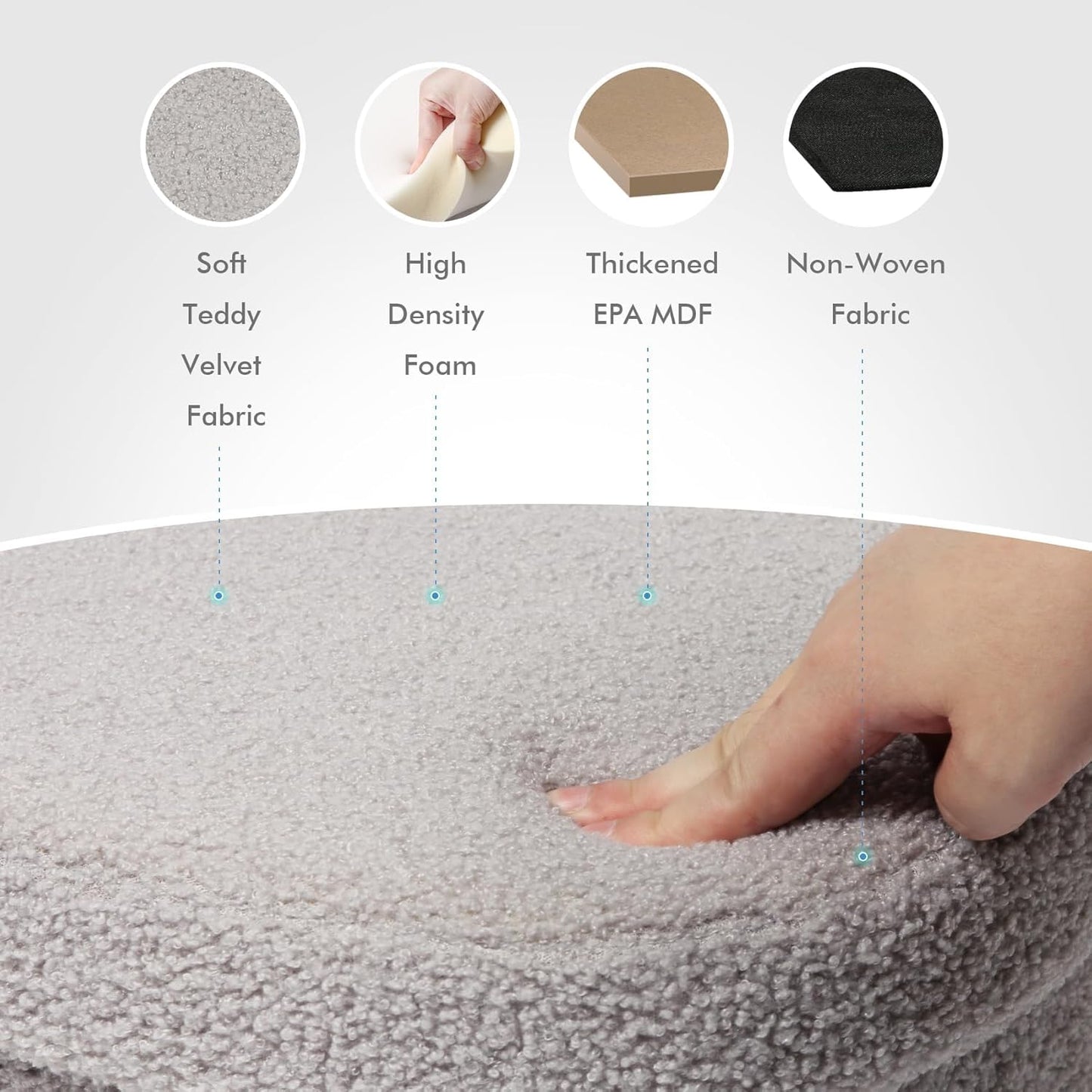 B FSOBEIIALEO Storage Ottoman Cube, Heart Shaped Ottomans with Storage Foot Stool Footrest for Lving Room, Boucle Ottoman Seat for Dorm Room,Faux Teddy Fur, Grey 15"x15"x15"