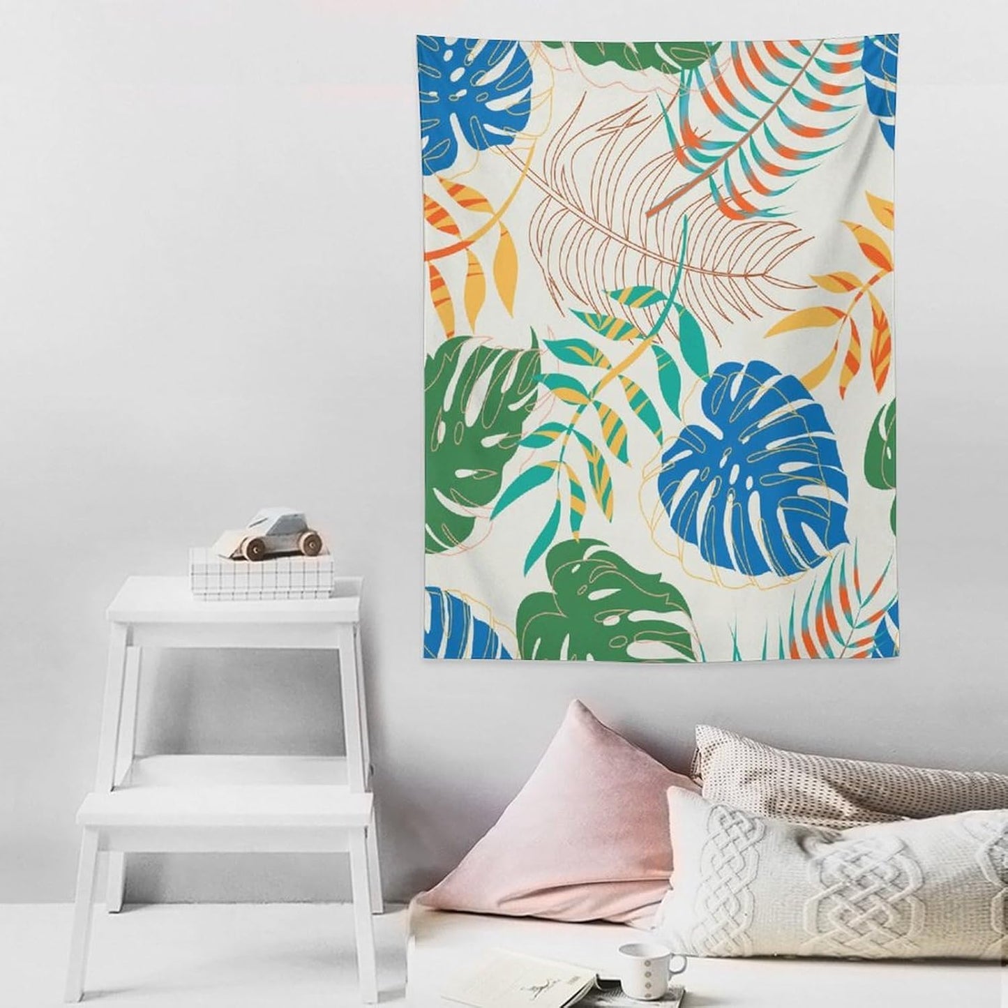 ICMOLYYENLO Tropical Green Plant Tapestry, Green Palm Leaves Natural Landscape Print Wall Tapestry for Bedroom Living Room Dormitory 40x60 Inch