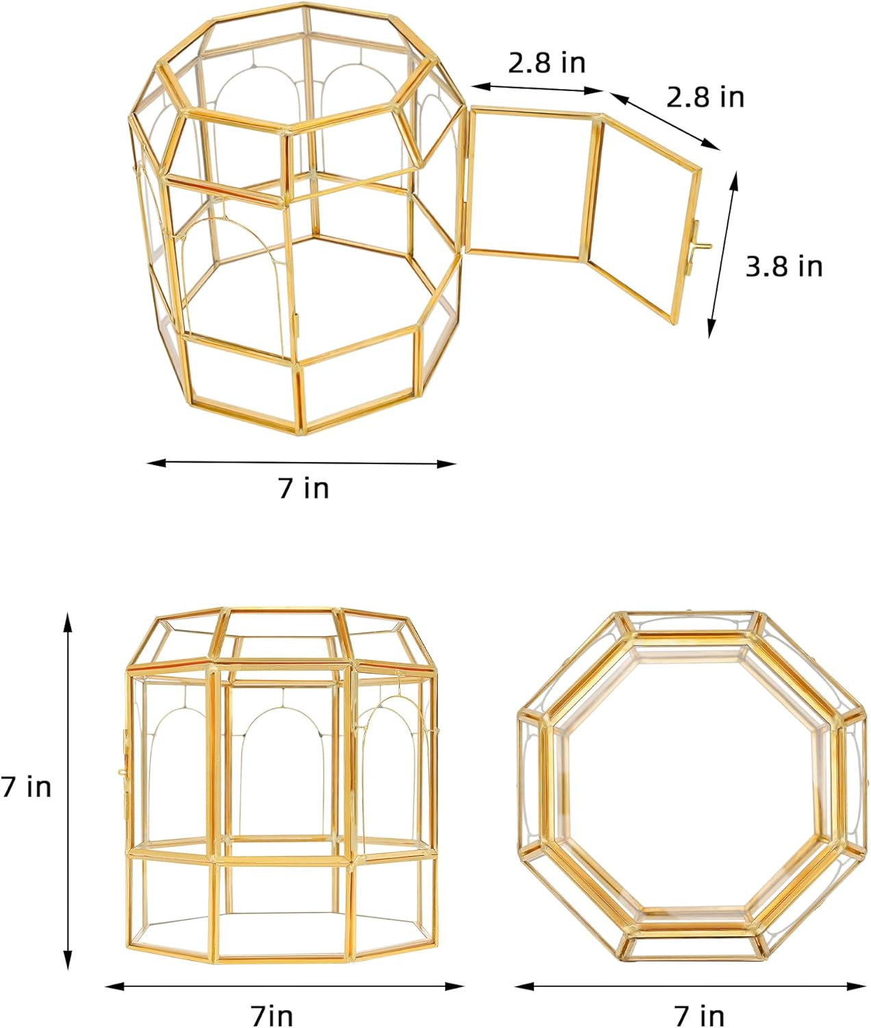 Large Glass Terrarium Handmade, Centerpiece Display Box Gift Planter Containers Indoor Terrariums House for Succulent Cacti Air Plants Miniature Fairy Garden