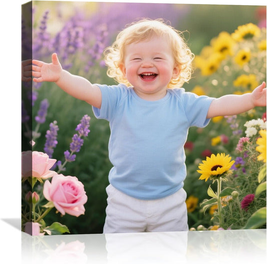 YUNART Ship Next Day - Custom Canvas Prints with Your Photos, Personalized Canvas with Pictures Print for Wall Art Bedroom, Customized Photo Gifts for Couple Men Women Mom Baby Dog Family - 16"x16"