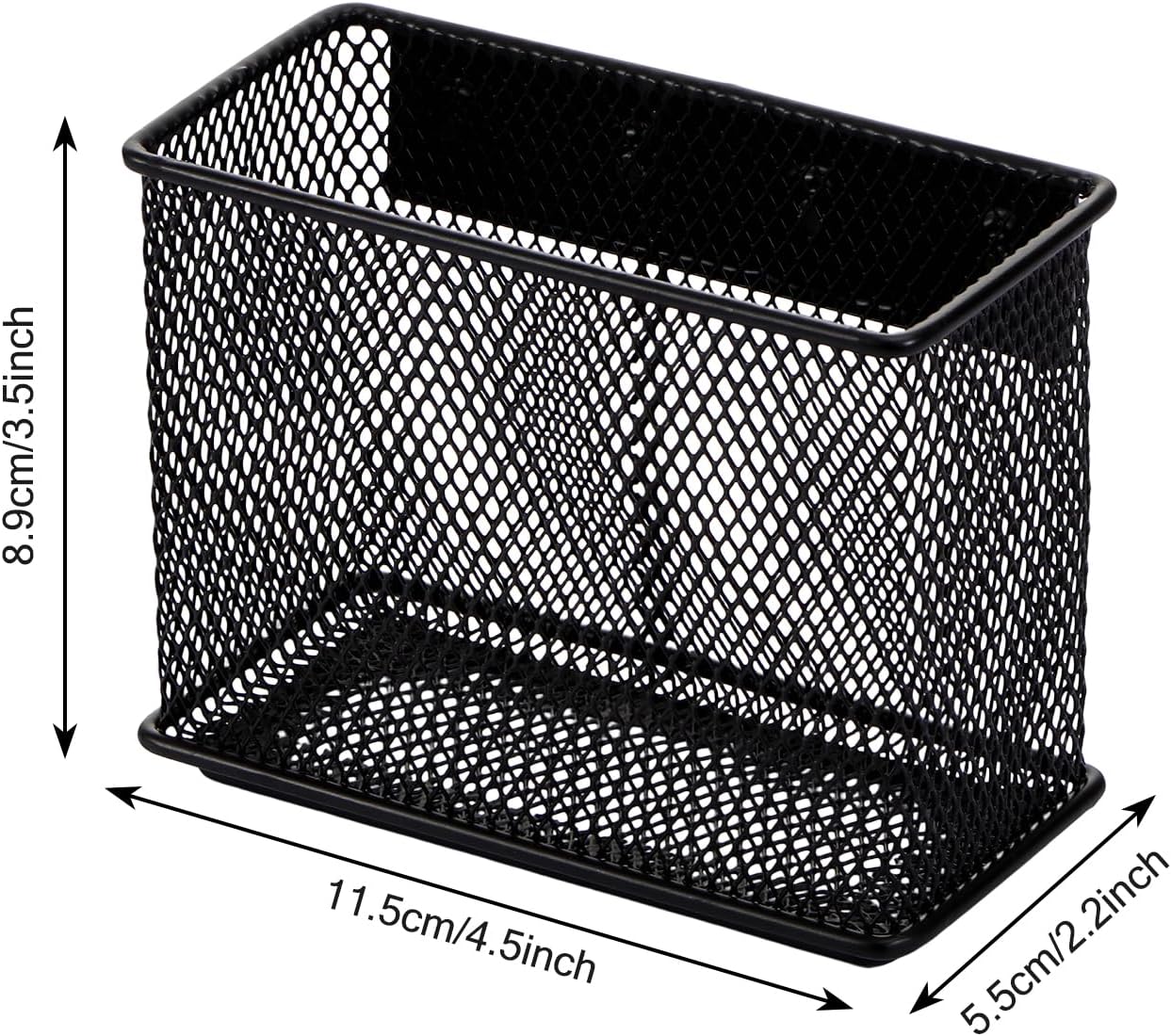 4.5' × 2.2'' × 3.5'' Magnetic Basket for Whiteboard Black Magnetic Basket for Fridge Magnetic Organizer Holder with 4 Strong Magnets Magnetic Holder for Refrigerator Locker,Set of 4