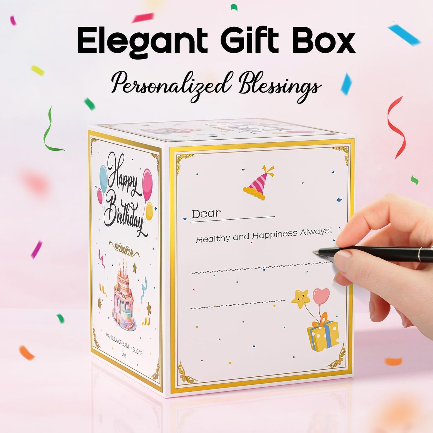 40th Birthday Candles Gifts for Women- 9 oz Happy Birthday Candle with Vanilla Birthday Cake Scent, Gifts for Women & Men, Friendship Ideas