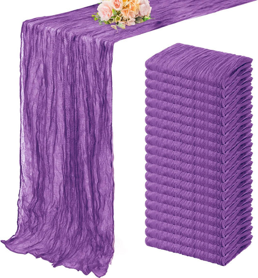20 Pack Purple Cheesecloth Table Runner 10FT Boho Fabric Rustic Cheese Cloth Table Runner for Wedding Bridal Shower Baby Shower Gauze Sheer Birthday Party Table Decorations 20 x 120 Inch Long