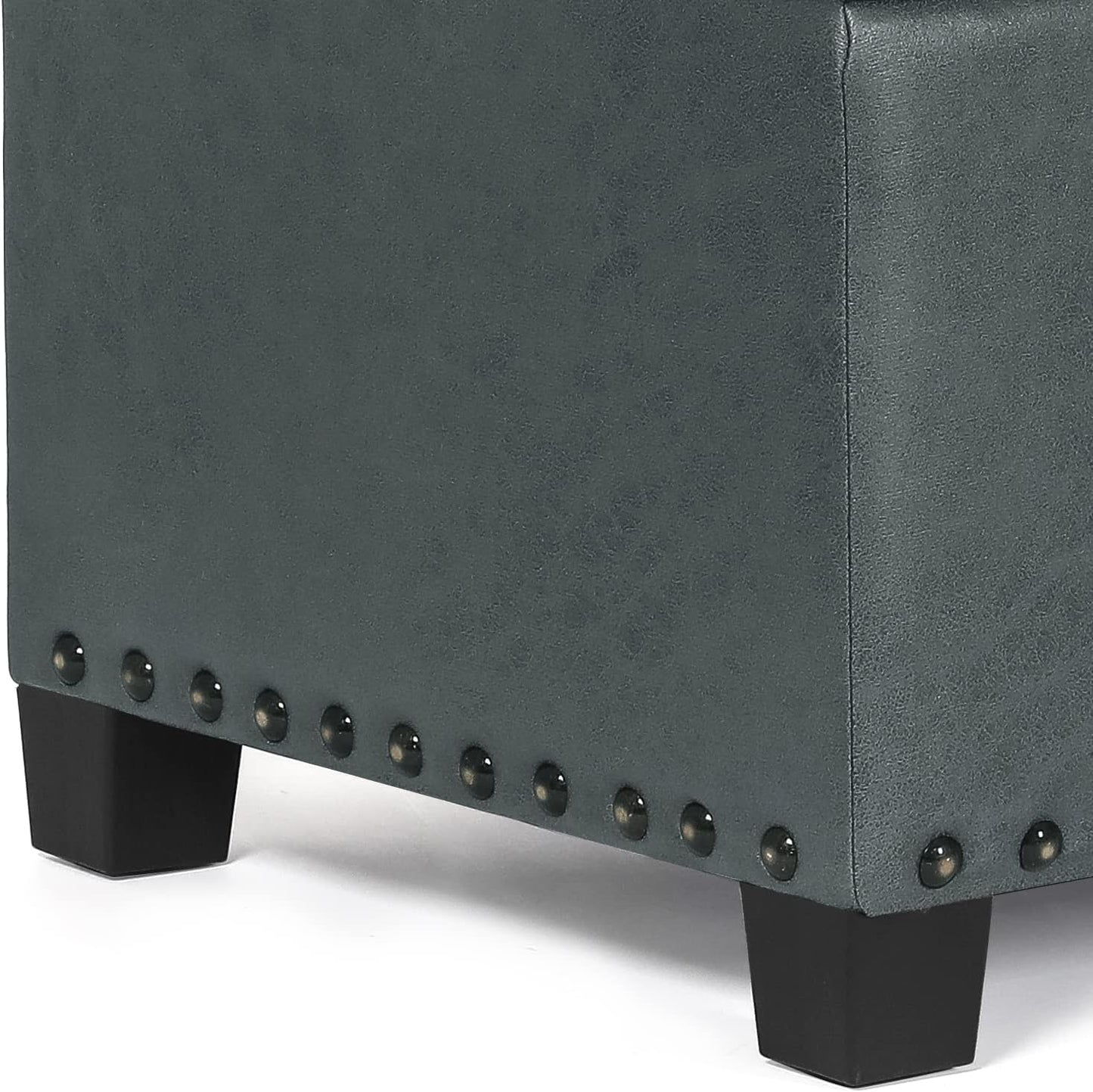 Joveco 47 Inch Storage Ottoman Bench,Tufted Fabric Storage Bench with Nailhead Trim for Bedroom (47”,Gray)