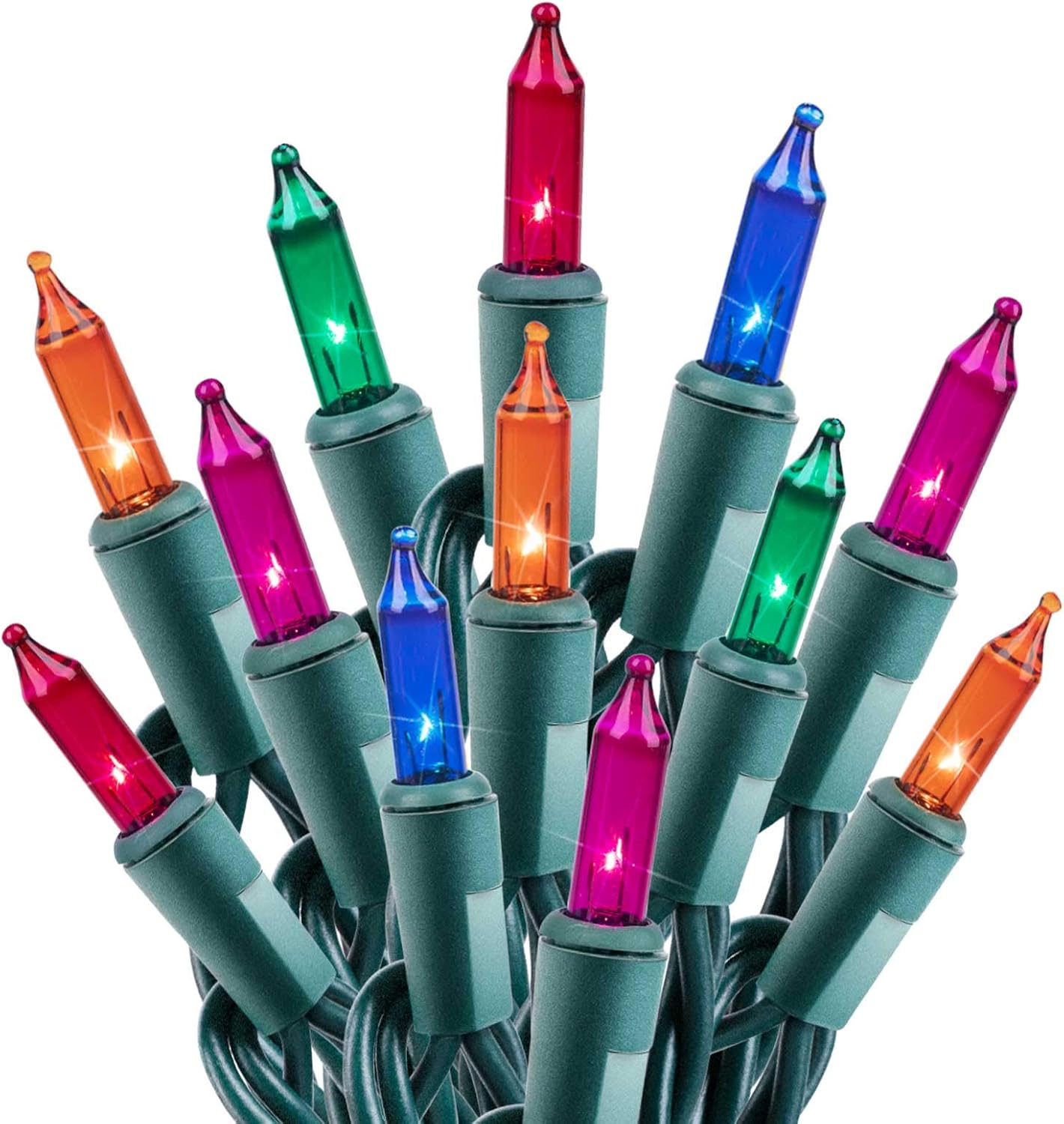 Minetom 100 Counts Clear Christmas String Lights 26.5 Feet Warm Mini Lights Waterproof for Indoor Outdoor Patio Wreath Garden Wedding Party Thanksgiving Holiday Xmas Tree Decorations, Multicolored