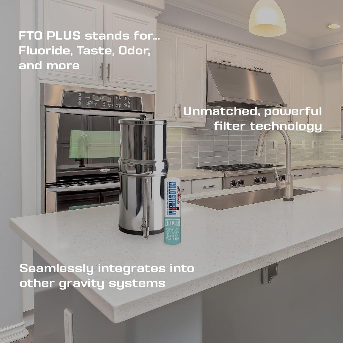 Coldstream FTO Plus Water Filter Cartridge - Dependable for Easy Installation as a Berkey Replacement - Ceramic Gravity Filter For Stainless Steel Systems