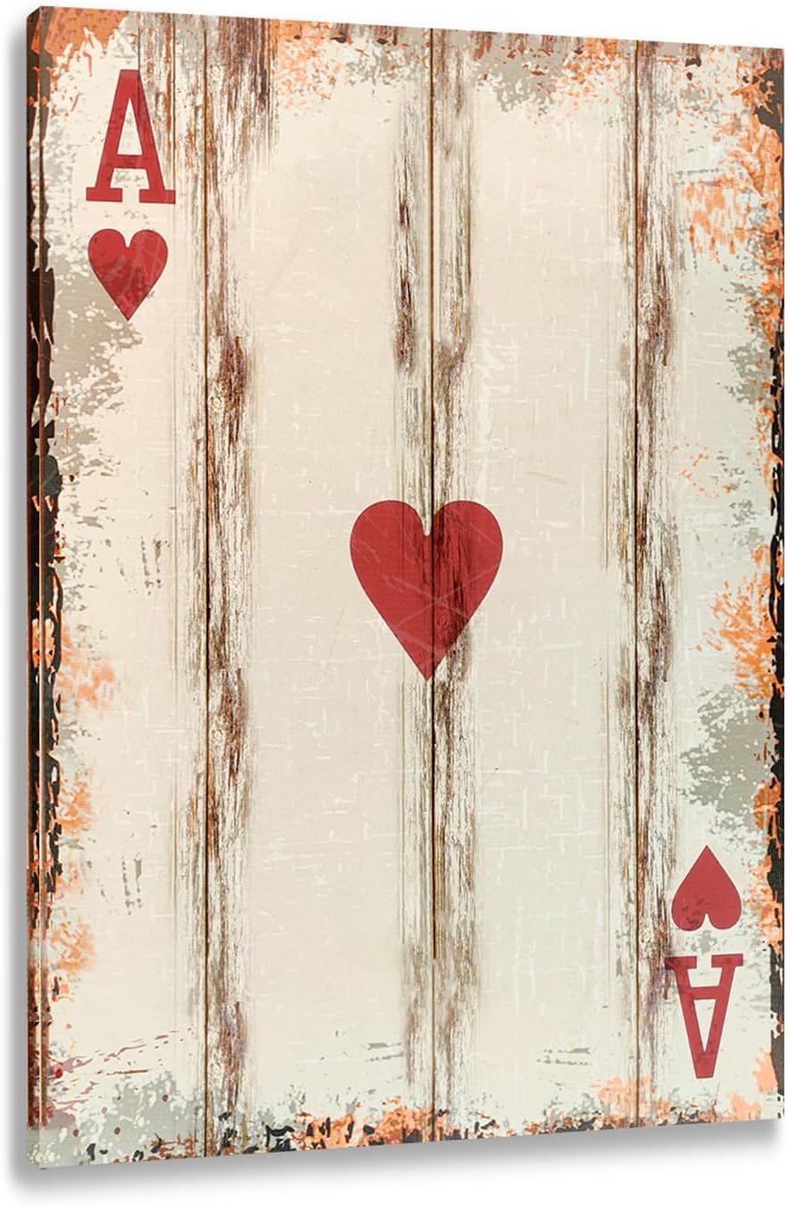 TREEPERI Poker Canvas Wall Art Print Ace of Hearts Game Room Wall Art Print Wall Decor Prints Poster With Framed