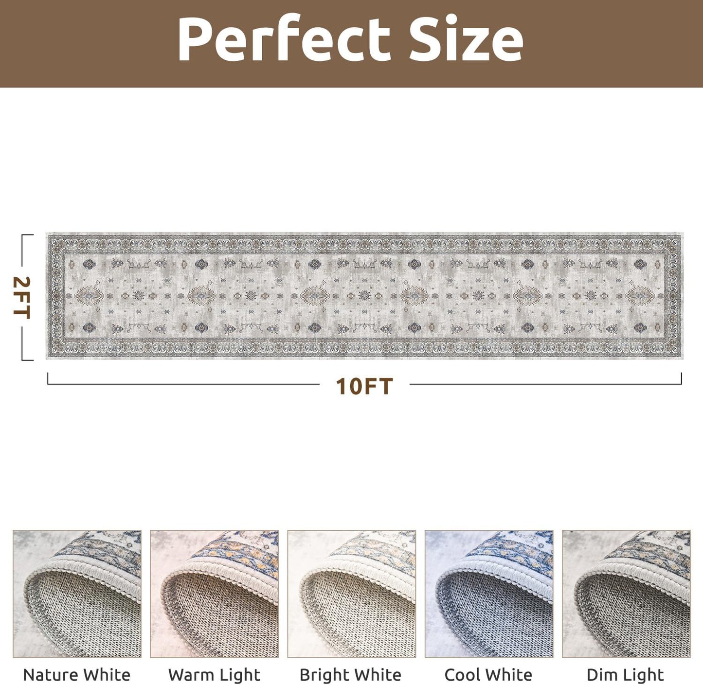 AMOAMI Vintage 2X10 Runner Rug Non Slip Soft Runners for Hallways Washable Hallway Runner Rug Bedside Rugs for Bedroom Long for Hallways Entryway Laundry Room Stair Kitchen Bathroom