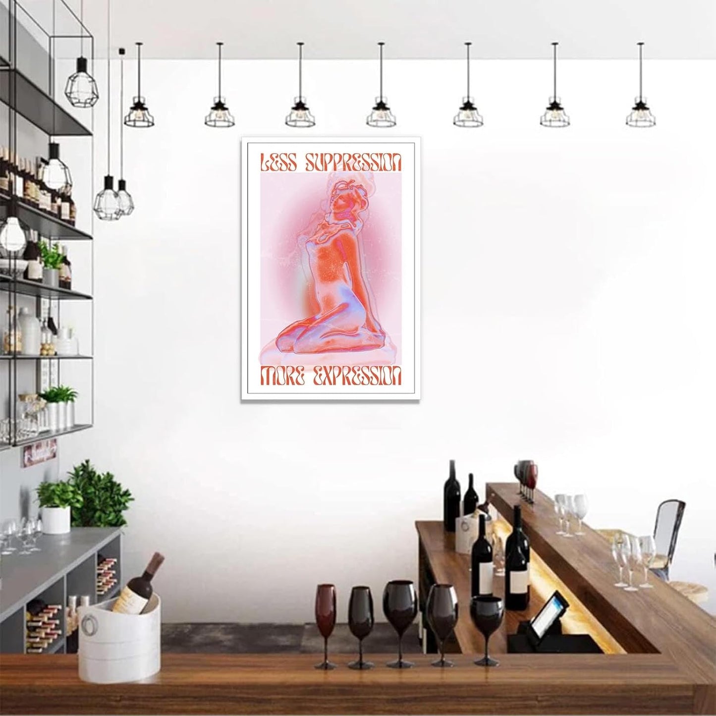 Spiritual Affirmation Art Poster Pink Woman Canvas Wall Art Aesthetic Pictures Sexy Woman Prints Painting Trendy Gradient Aesthetic Wall Decor Living Room Bedroom 16x24in Unframed