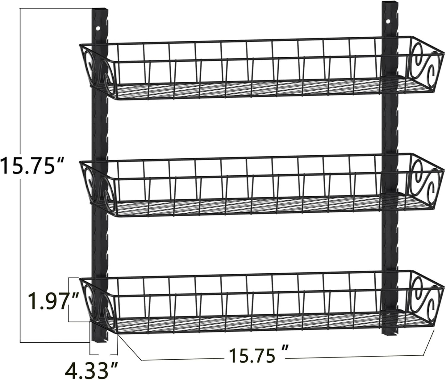SWOMMOLY Adjustable Wall Mount Spice Rack, 3-Tier Dual-use (Multi-use) Organizer, Black