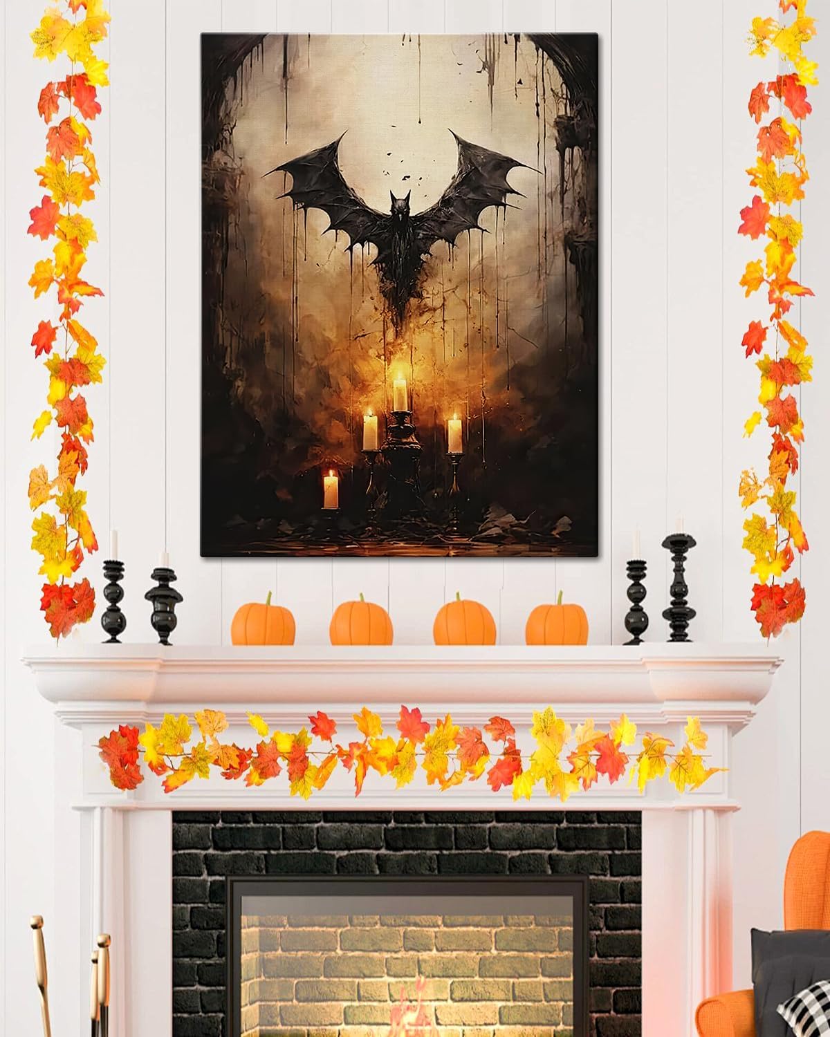 AbcCustomize Halloween Canvas Wall Art - Vintage Moody Bat Poster, Gothic Dark Academia Wall Decor, Spooky Halloween Decor for Farmhouse & Cottage, Fall Decorations Indoor for Living Room & Bedroom