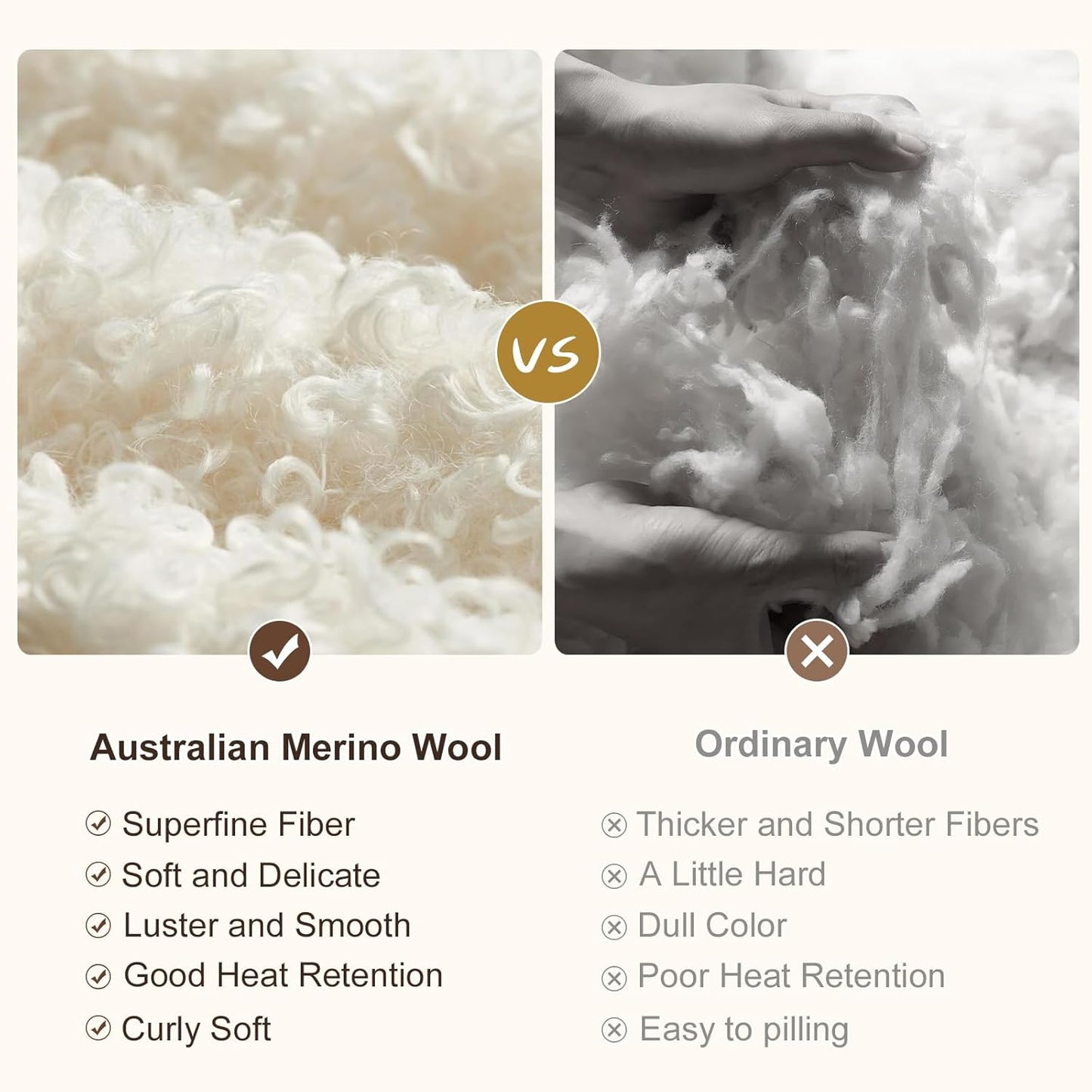 YOUR MOON 100% Pure Merino Wool Twin Size, Australian Organic Natural Wool Blanket, Hypoallergenic Wool Blanket for Bed, Medium Weight(Brownish Blue, 90 * 66)