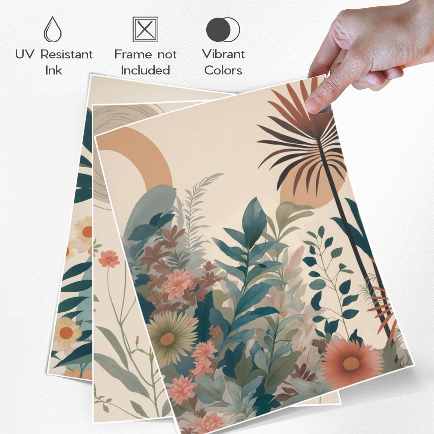 Marllifenney Orange Boho Plants Canvas Wall Art Abstract Botanical Poster Set of 3 Modern Nature Wall Decor Floral Prints Painting Picture for Living Room Bedroom Kitchen Office 12x16in Unframed