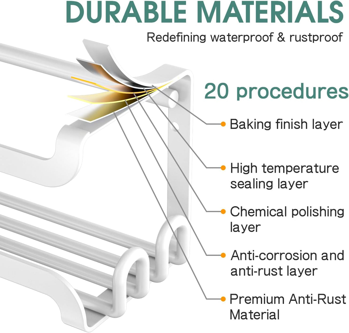 LUCYCAZ 4 Pack Wall Mounted Spice Rack with 16 Hooks, Spice Organizer Shelf for Stove Cabinet Pantry Door,Screw or Adhesive Spice Shelf Hanging Wall Spice Rack in Kitchen and RV (White, 4 PACK)