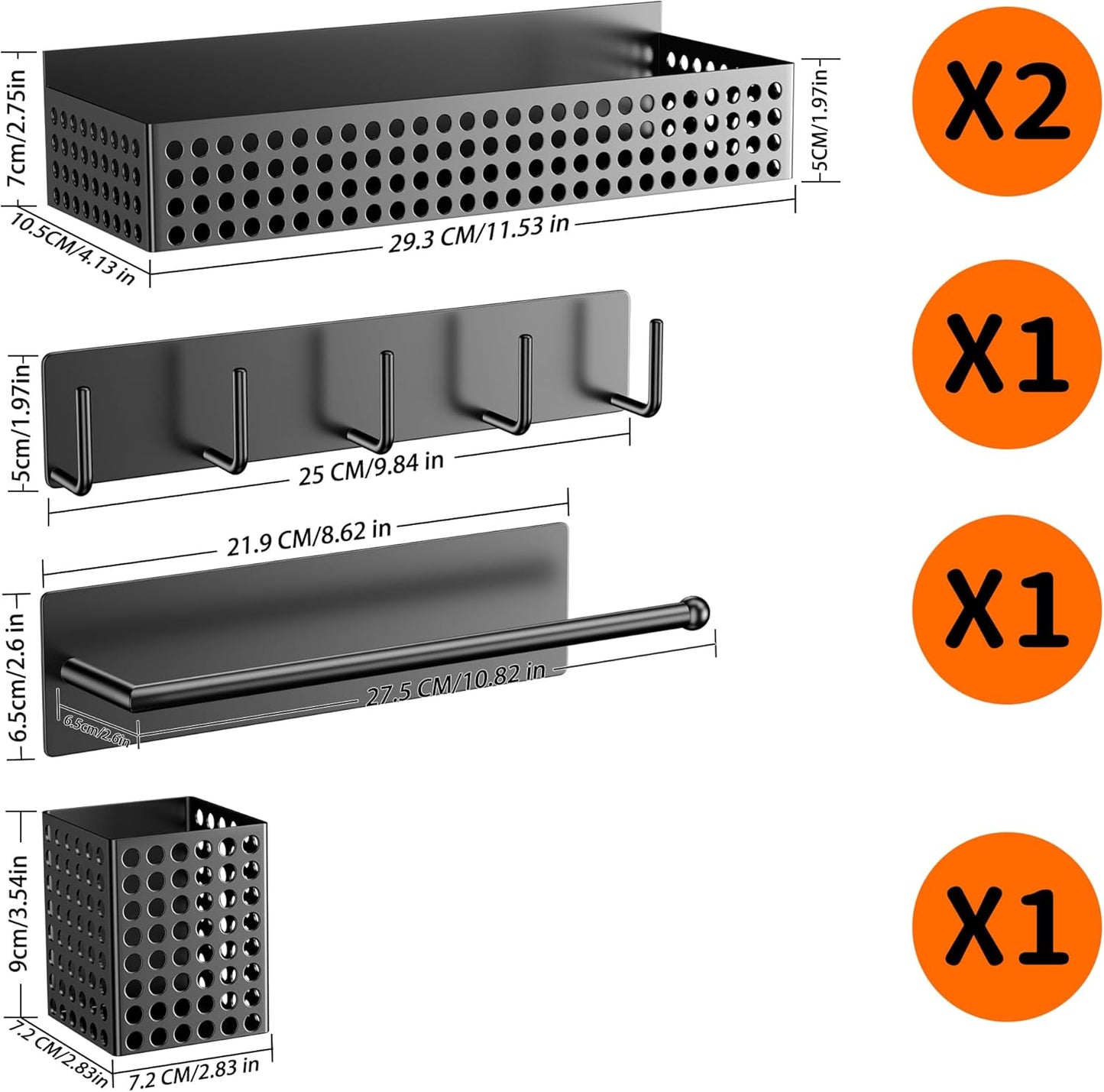 Magnetic Spice Rack for Refrigerator 2 Tiers and Paper Towel Holder and Utensil Holder, Magnetic Refrigerator Organizer, Strong Magnetic Fridge Shelf, Side Fridge Storage Rack for Kitchen