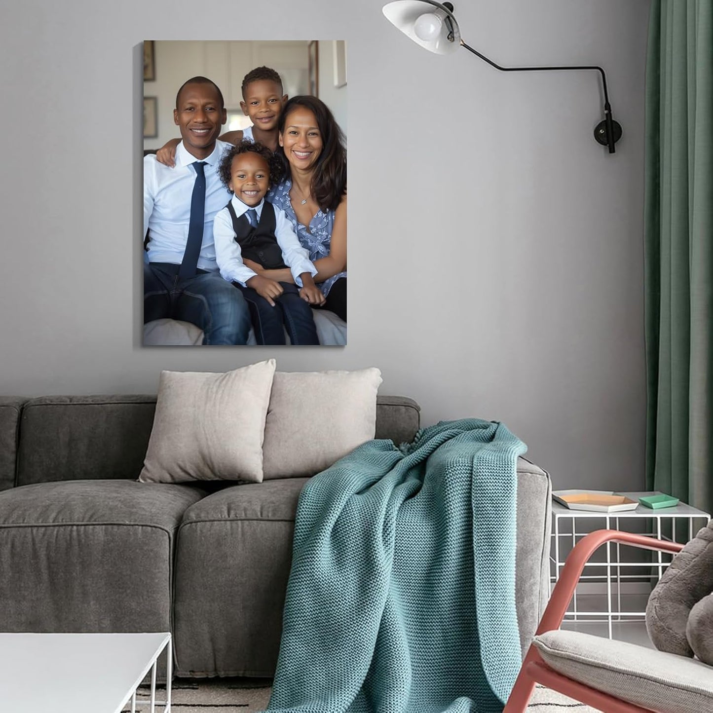 Wewejia Custom Canvas Prints with Your Photos for Family, 16x24inch Personalized Canvas Picture Wall Prints Best Custom Wall Decor for Living Room Bedroom Dining Room Office Easy to hang