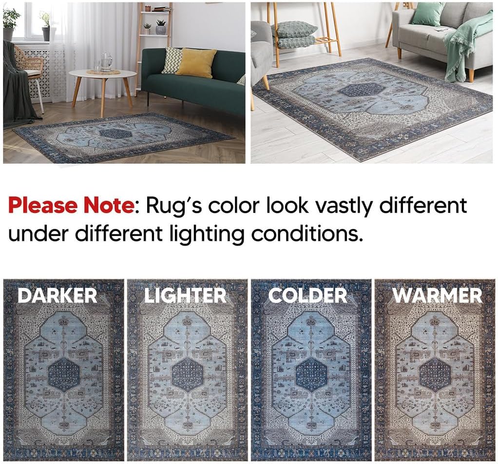 Keen Home Design 2x7 Rug - Machine Washable Runner Rug with Non-Slip Backing, Ideal for Hallway, Entryway, Kitchen, Laundry Room - Vintage, Easy Clean, Durable, Low Pile Rug - (2'6" x 7')