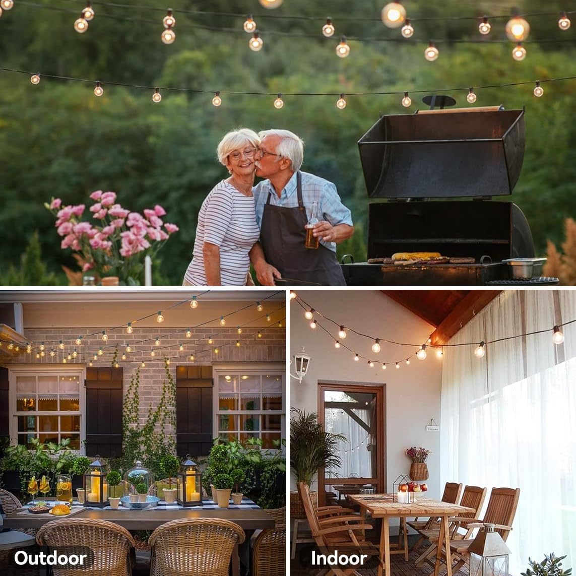 Cccinny Outdoor String Lights 25 FT G40 Globe String Lights with 13 Edison Plastic Bulbs(1 Spare), Waterproof Shatterproof Connectable Hanging Lights for Backyard Porch Balcony Party Xmas Decor