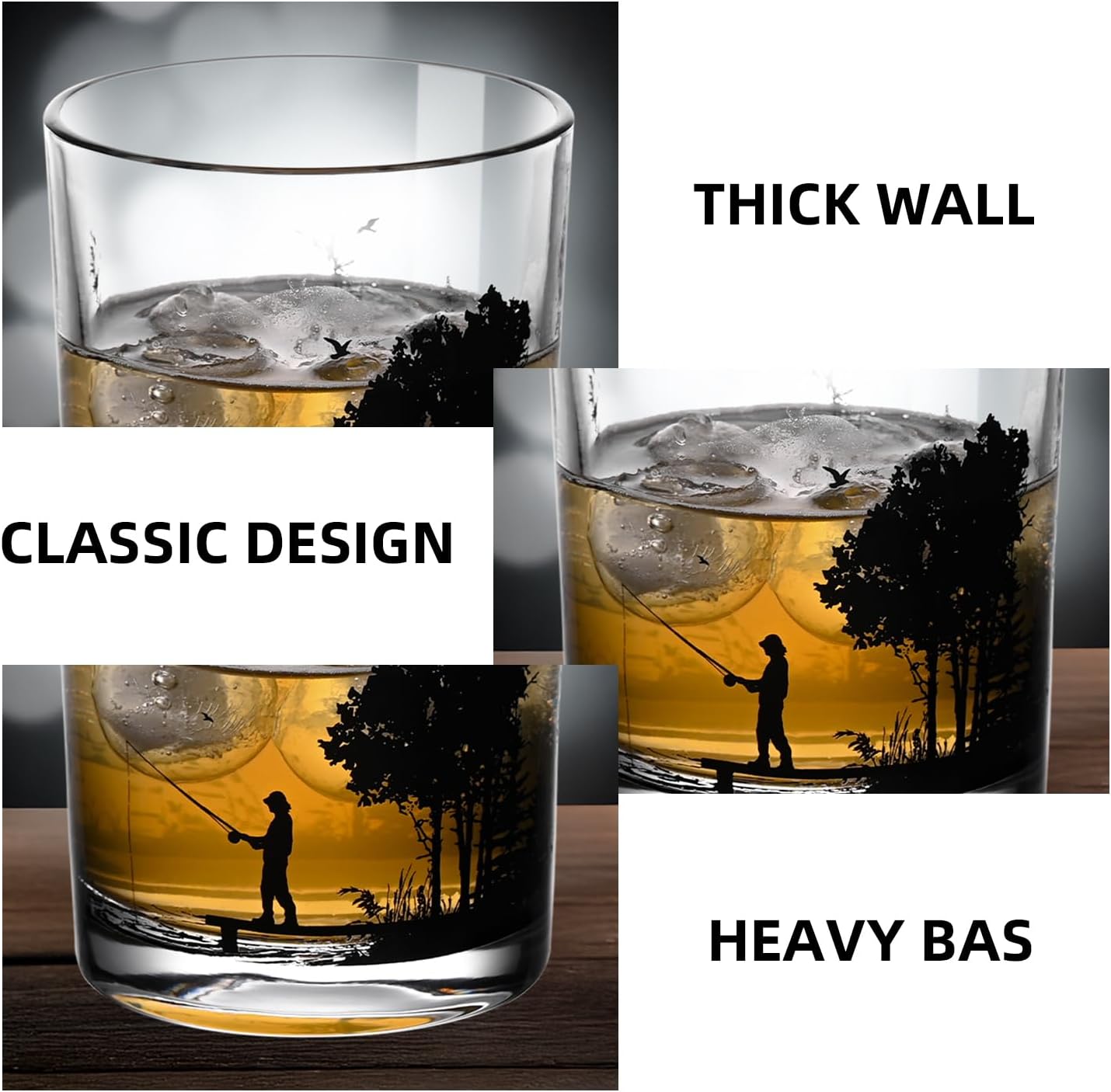 Old Fashioned Whiskey Glasses, Stemless Wine Glasses with Gift Box, 10Oz Rocks Glass for Scotch Cocktail Bourbon Vodka Liquor, Unique Gifts for Dad, Husband, Father's Day, Anniversary