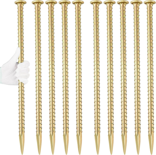 16 Inch Rebar Stakes 1/2 Inch Diameter Galvanized Steel Ground Anchors Heavy Duty Anchoring Spikes for Speed Bump, Parking Curb and Tent (10 Pack)
