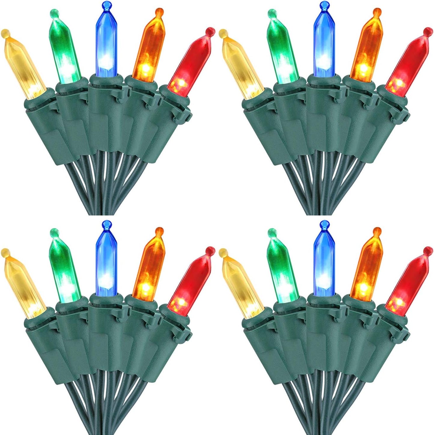 Brizled 4 Pack Color Christmas Lights, 33ft 100 LED Christmas String Lights, 120V UL Certified Multicolor Xmas Tree Light Plugin Mini Xmas Light for Indoor Outdoor Tree Party Home Wedding Decorations