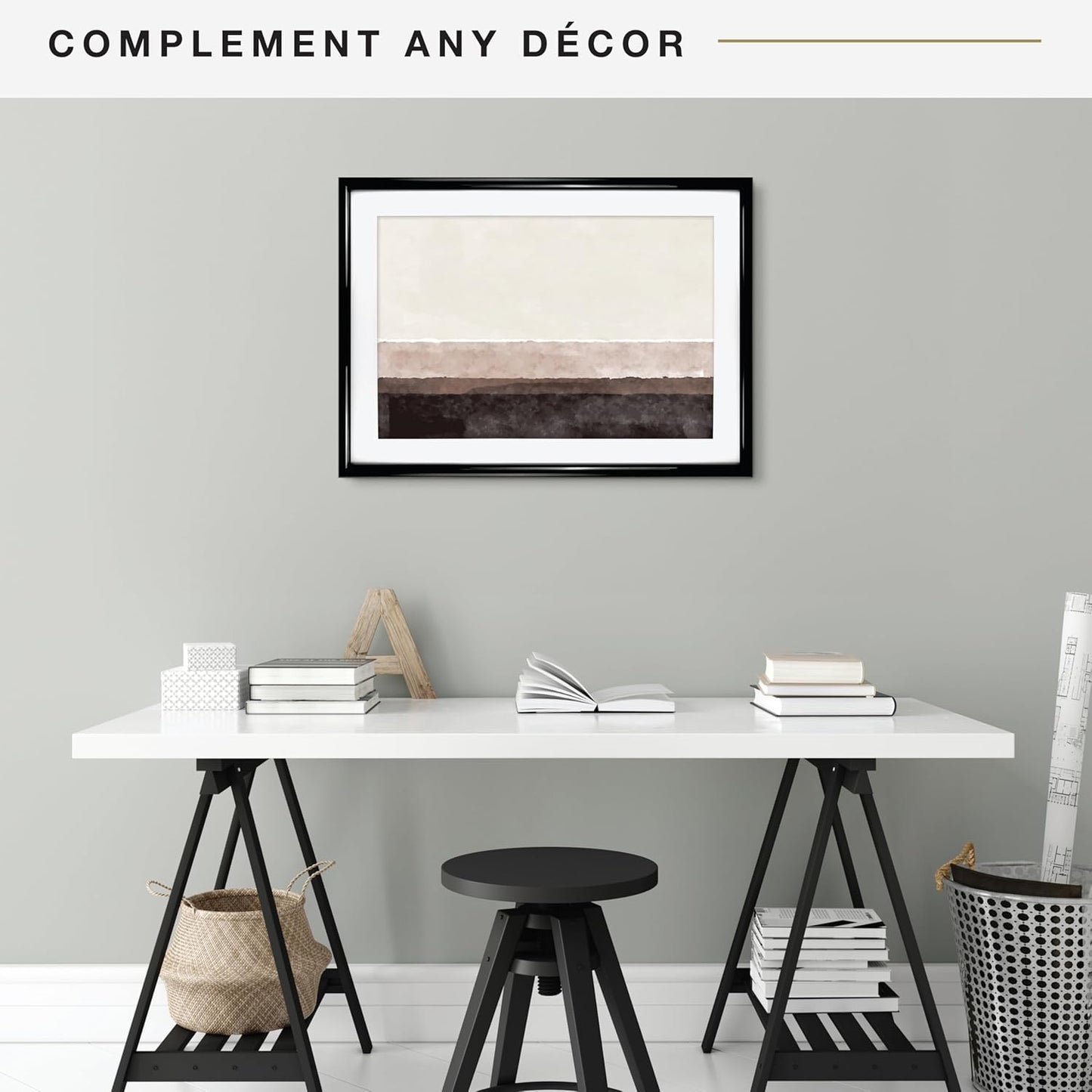 MCS Trendsetter 20x28 Matted Poster Frame with 16x24 Picture Display, Black Vertical & Horizontal Wall Hanging Large Picture Frame for Photos & Posters (1-Pack)