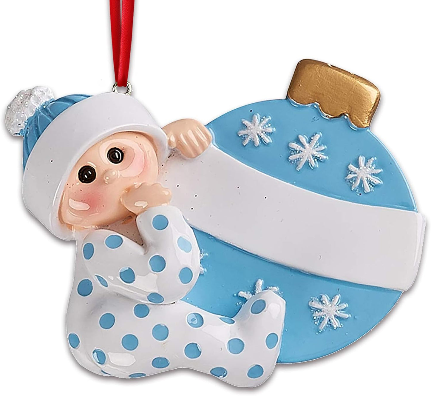 3D Personalized Babys First Christmas Ornament 2025 Boy | Baby's First Christmas Ornament 2025 Baby Ornaments for Xmas Tree My 1st Xmas Ornaments for Couples New Parents - Blue Polka Dot Baby Boy