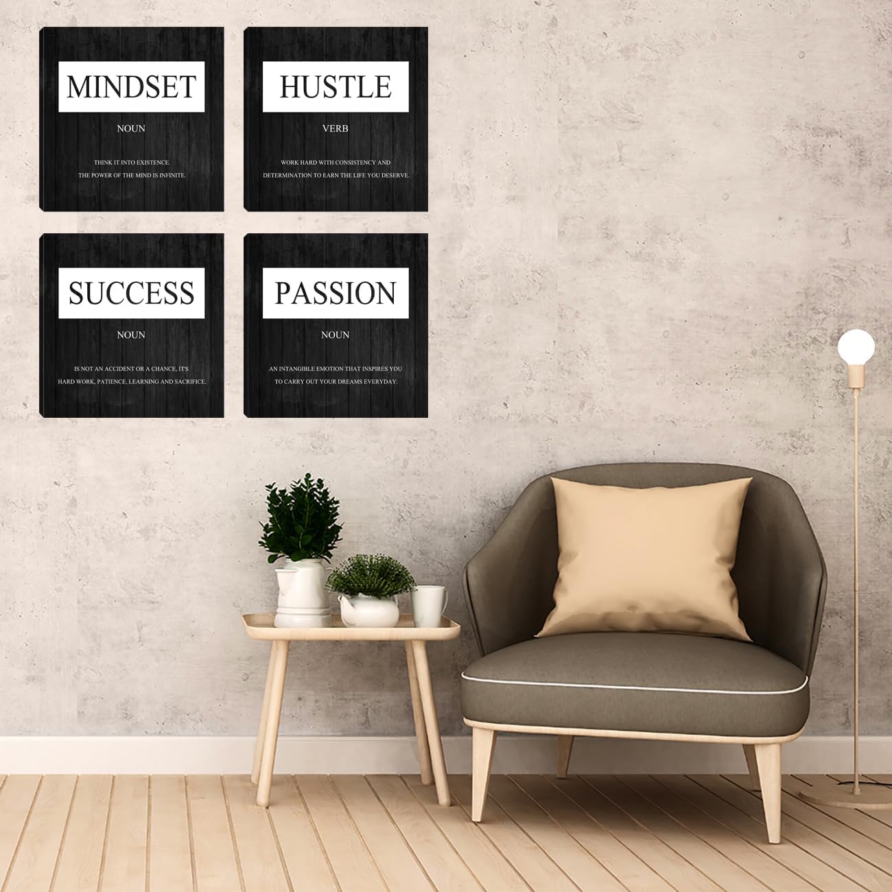 Motivational Wall Decor, Inspirational Quotes Canvas Wall Art Mindset Print Pictures for Office Wall Decor, Poster Framed Artwork for Women Men Home Bedroom Living Room Decor Decoration 12”X12”X4