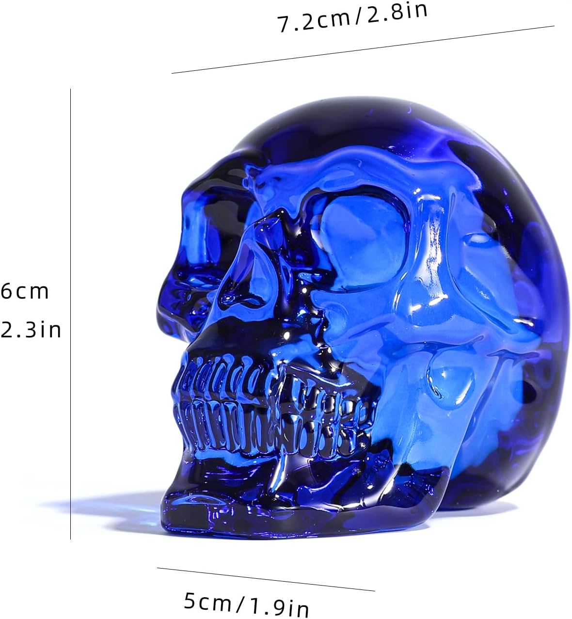 Model Statue for Halloween Decor Indoor Blue Crystal Skull Decorative Figurine Gifts for Women Husbands Halloween Head Figurine Decoration Gift (Blue Skull)