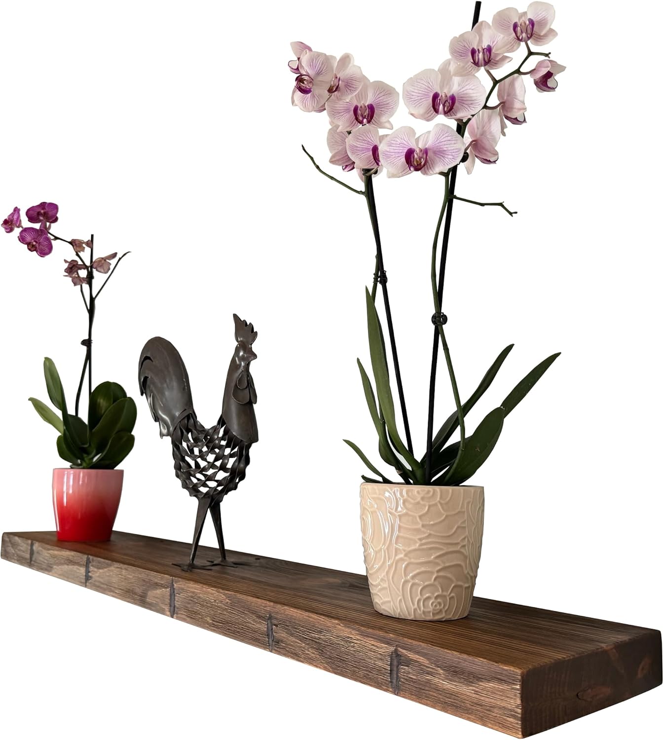 joelsantiques - 60 Inch Wooden Floating Shelves for Wall - 60x9x2 in - Made of Natural Wood - Long Heavy Duty Rustic Wall Shelves for Bedroom - Perfect for Living Room, Kitchen - Medium Brown