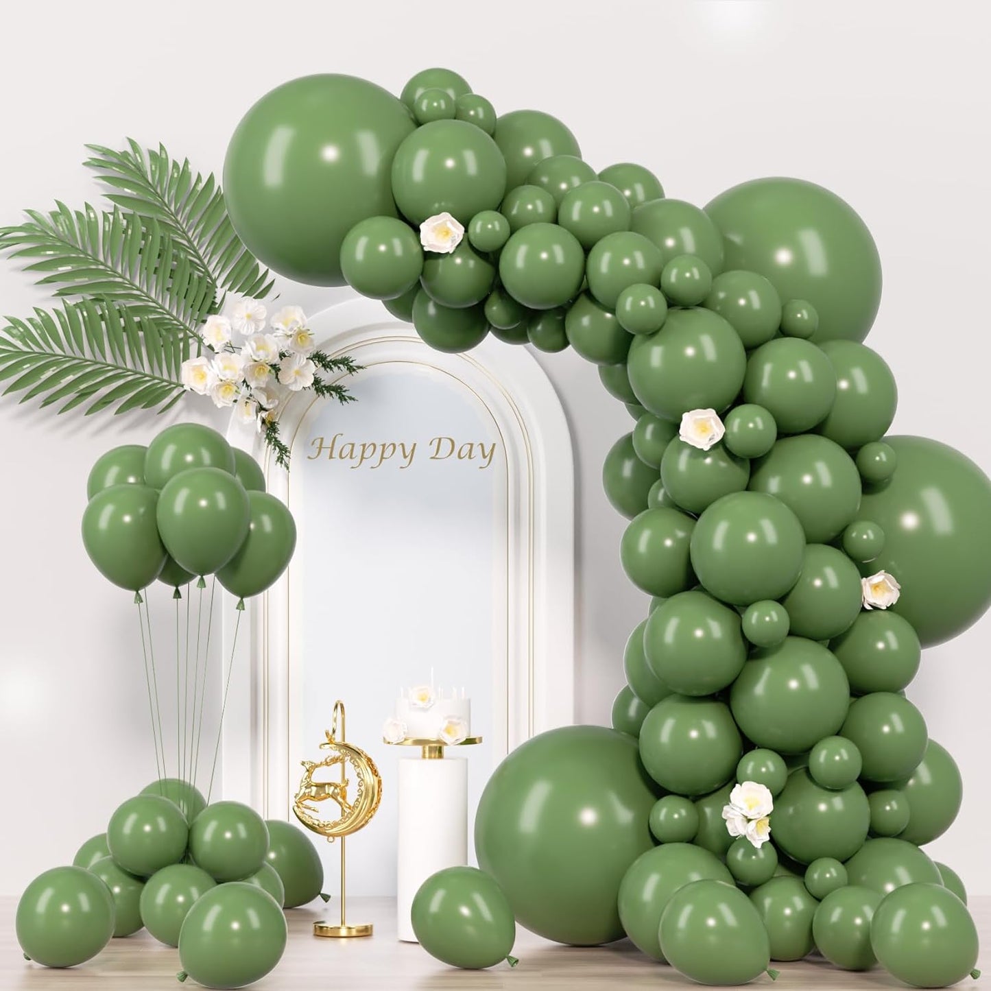 130pcs Sage Green Balloons Different Sizes 18" 12" 10" 5" Olive Green Balloons for Birthday Graduation Baby Shower Wedding Anniversary New Year Party Decorations