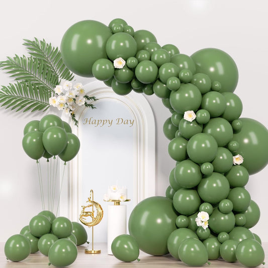130pcs Sage Green Balloons Different Sizes 18" 12" 10" 5" Olive Green Balloons for Birthday Graduation Baby Shower Wedding Anniversary New Year Party Decorations