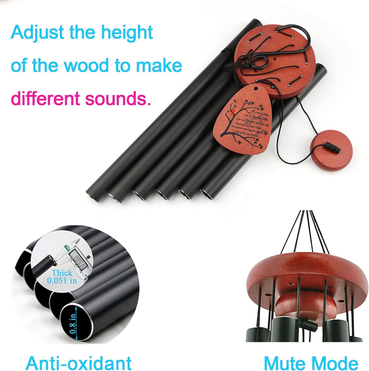 Memgift Memorial Wind Chimes for Outside Sympathy Gifts for Loss of Loved One Cardinal Wind Chimes for Outside Outdoors Bereavement/Funeral Gifts for Loss of Mom Dad