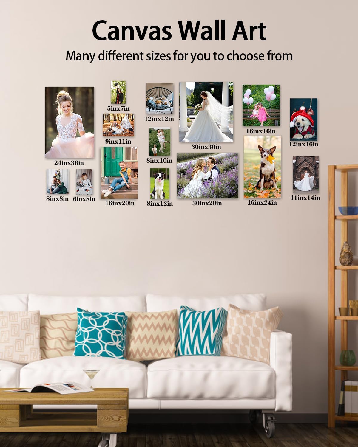 AbcCustomize Custom Canvas Wall Art with Your Photos, Custom Canvas Wall Art for Bedroom, Living Room, Farmhouse Decor, Personalized Gifts