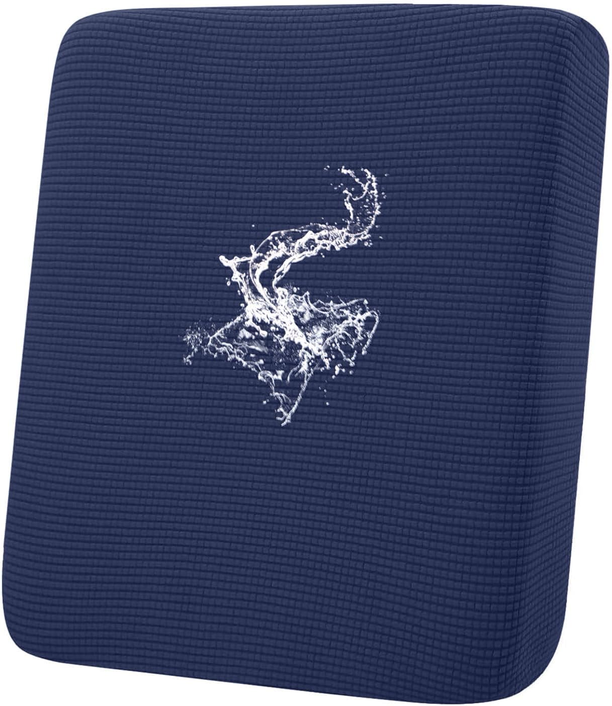 hyha Waterproof Couch Cushion Covers for Pets, Non Slip Sofa Seat Cover for Dogs Washable, Soft Thick Stretch Jacquard Fabric, Sofa Slipcovers with Elastic Bottom (1 Piece for Backrest L, Navy)