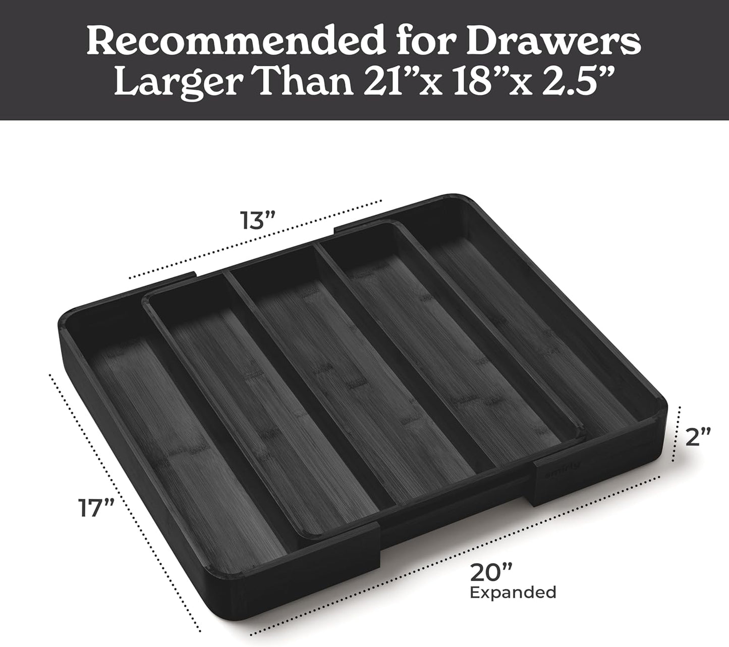 SMIRLY Silverware Drawer Organizer – Bamboo Kitchen Drawer Organizer, Adjustable Utensil Holder and Cutlery Tray, Drawer Dividers for Flatware and Kitchen Utensils