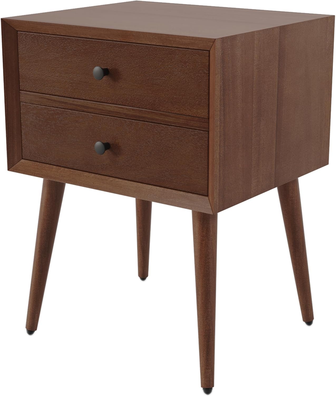 Christopher Knight Home Acacia Wood Nightstand Side Table, Accent Bedside End Table, Storage with 2 Drawers, Mid-Century Nightstand with Solid Wood Leg for Bedroom Dorm and Small Space, Brown