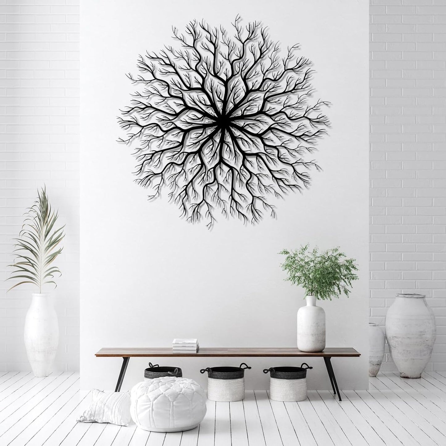 Tree of Life Metal Wall Art, Metal Tree Wall Art, Large Round Sculpture, Round Branch Wall Decor, Large Branch Artwork, Nature Sign, Wall Decor for Living Room, Housewarming Gift (Gold, 28"x28"|70x70cm)