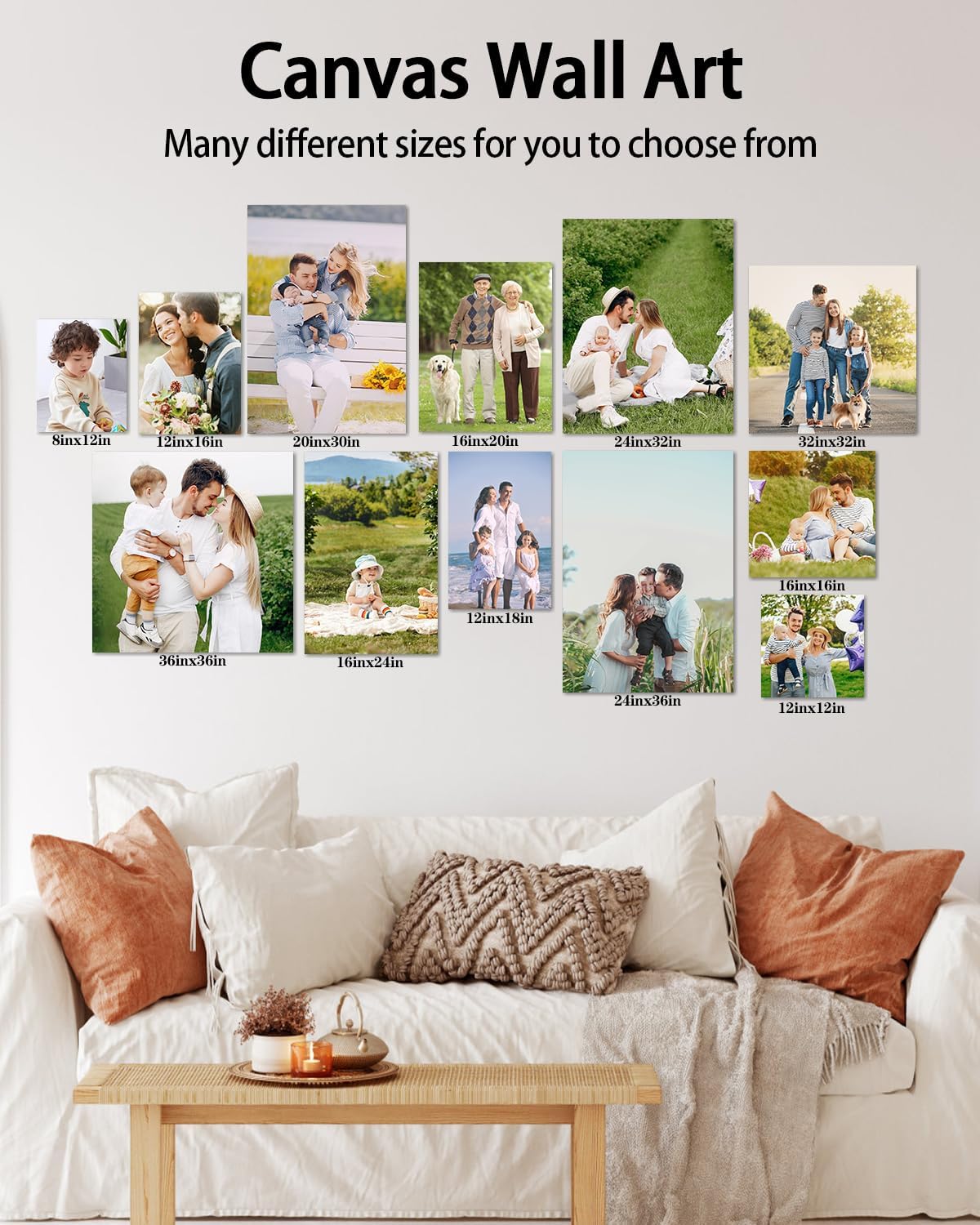 Personalized Custom Canvas Wall Art, Custom Canvas Prints with Your Photos for Living Room, Bedroom, Wedding Pet Baby Family Photo Framed Wall Art, Customized Photo Gift for Family，Friend，Lover，Pet (24L" x 32W")